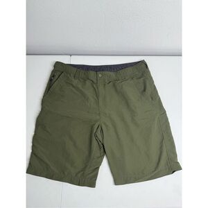 NordicTrack Men's Size 40 100% Nylon Olive Green Cargo Type Shorts Snap Button